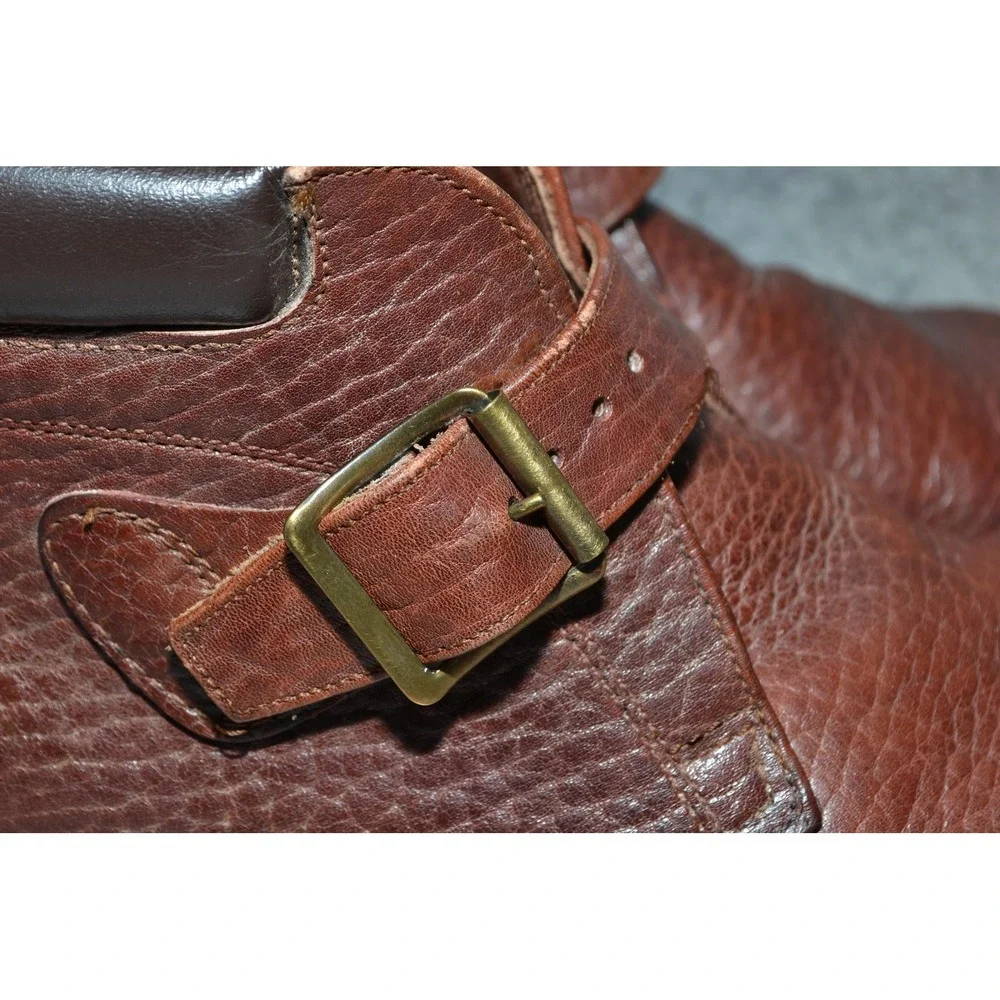Vintage Hawthorne Classics Boots Mens 12AA Brown Leather Biker Buckle Vibram USA